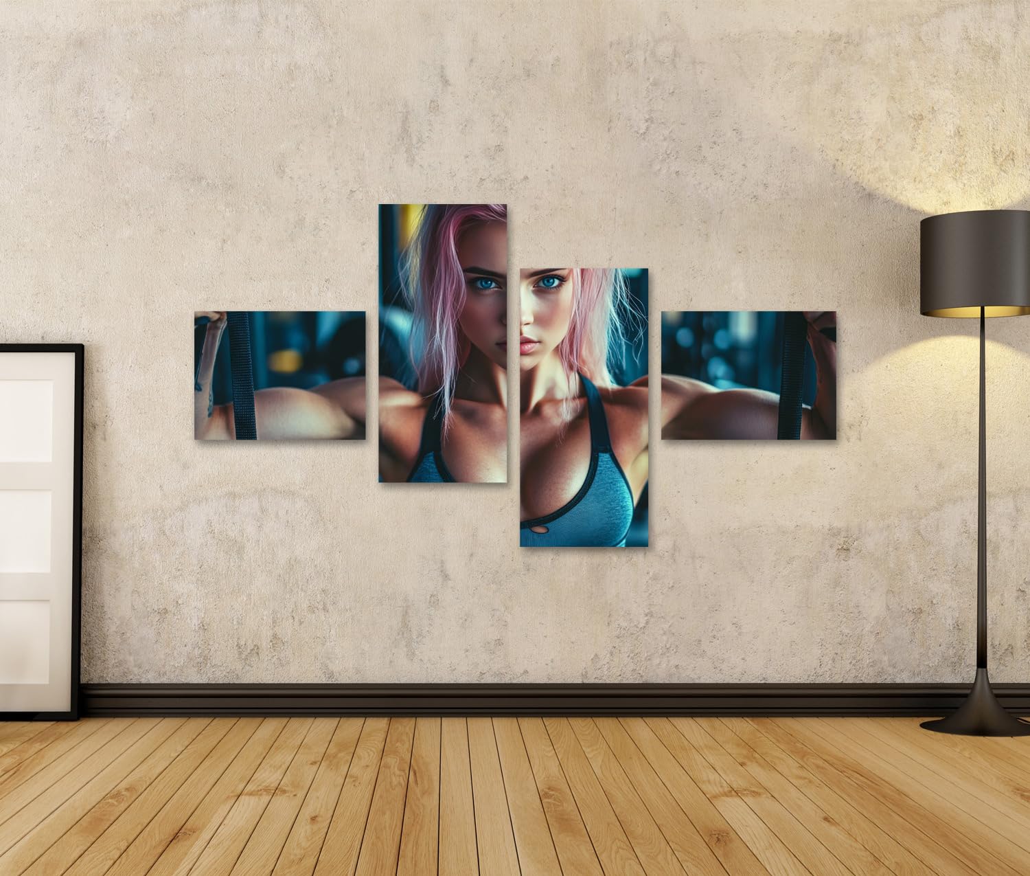 islandburner Immagine su tela donna con capelli rosa addestrato in palestra per gli appassionati di fitness palestra palestra Immagini murali poster
