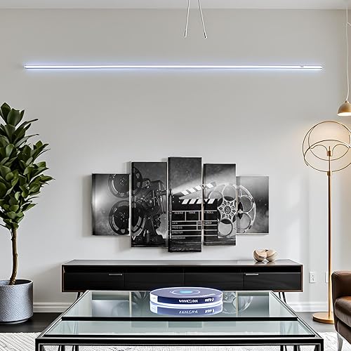 Miniatura 2 de LevvArts Lienzo grande de 5 piezas de arte de pared clásico de la vieja moda, carretes de película, póster conceptual de cine, imágenes en blanco y