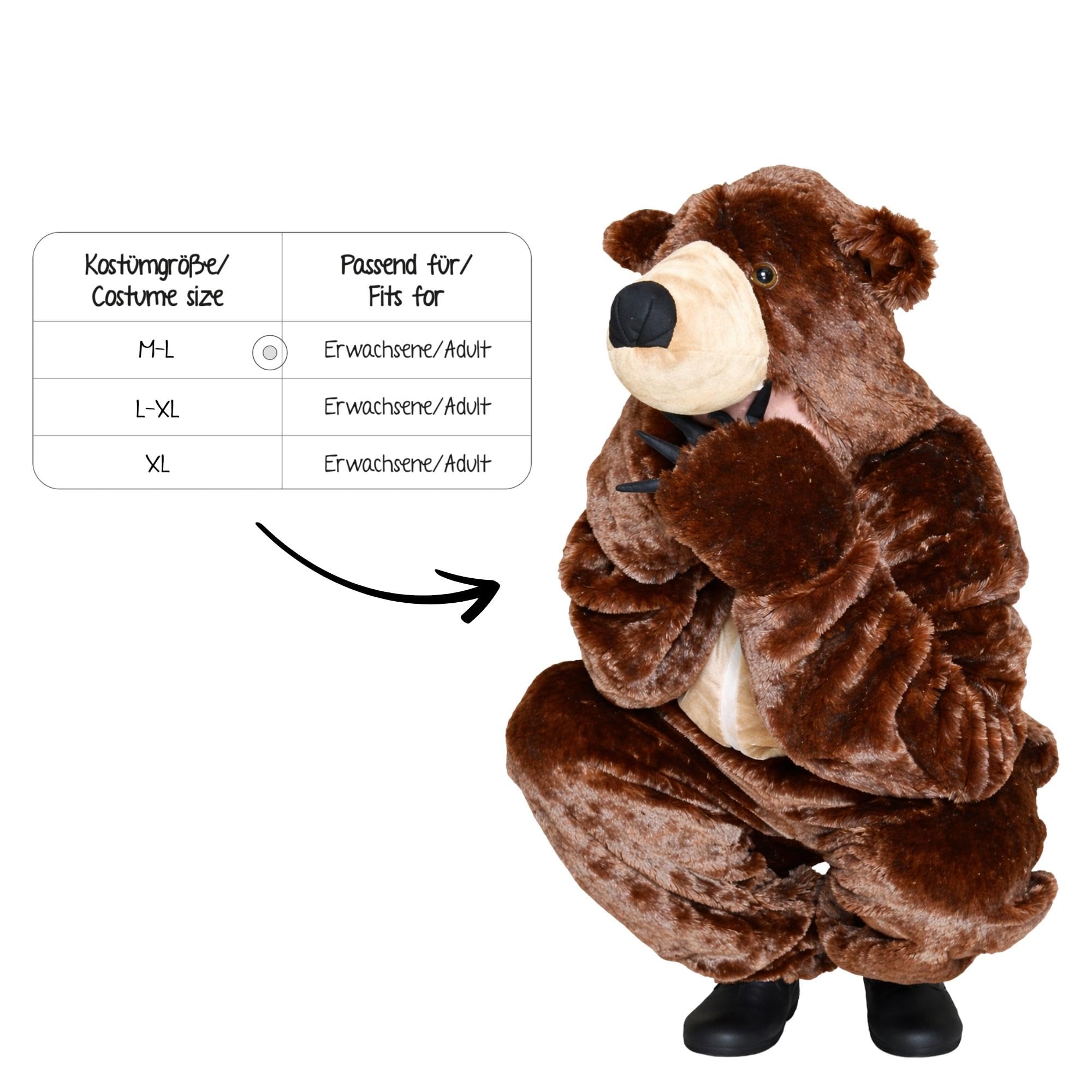 Ikumaal Braunbär-Kostüm, F67 XL, für Erwachsen-e Männer Frau-en, Grizzly Bär-en Kostüm-e Fasching Karneval Fasnacht Faschingskostüm-e Karnevalskostüm-e