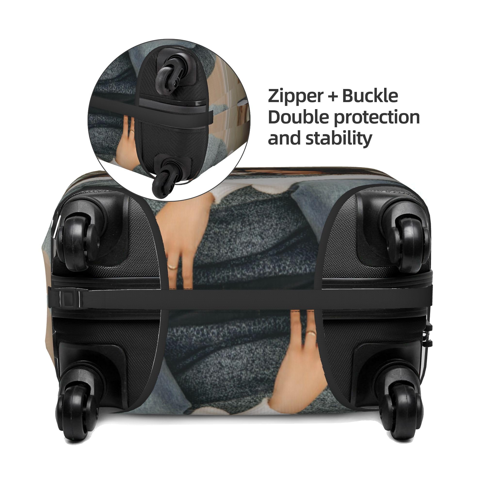 Housse de Valise Personnalisée avec Texte Photo, Personnalisez Votre Image/Nom/Logo Bagages Accessoires de Voyage Double Face Design Différent Protecteur de Valise de Voyage Elastique Lavable Couvre