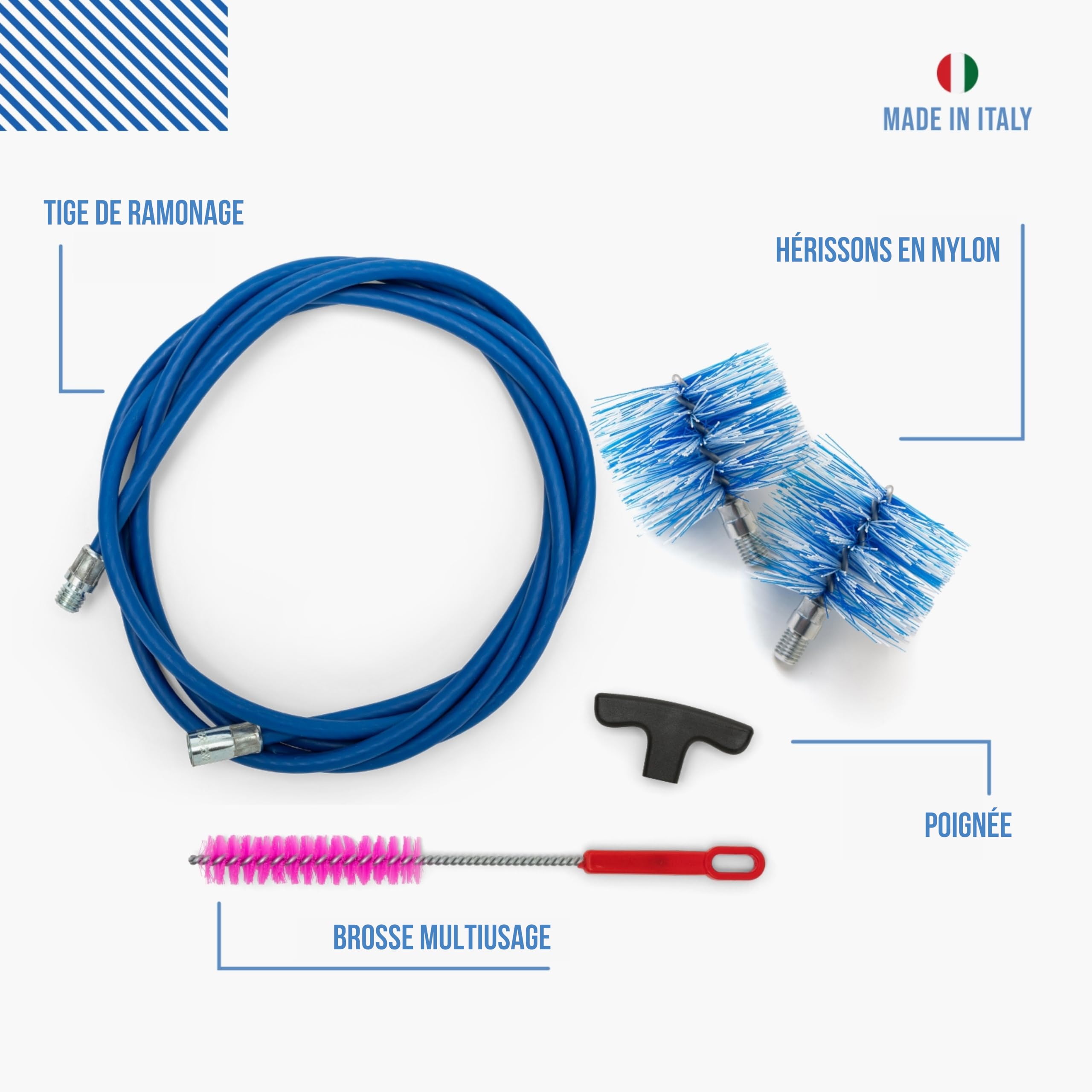 Kit Ramonage de Poêle à Pellets 3 Mètre et 2 écouvillons 80mm et 100mm - 2