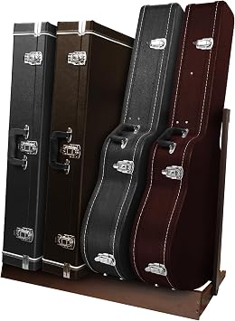 STRICH Guitar Case Stand, Multi-Instrument Hardwood Rack for Hardshell Cases, Foldable & Space-Saving Storage for Home Studio, Dark Walnut Grain Finish SMT-20C