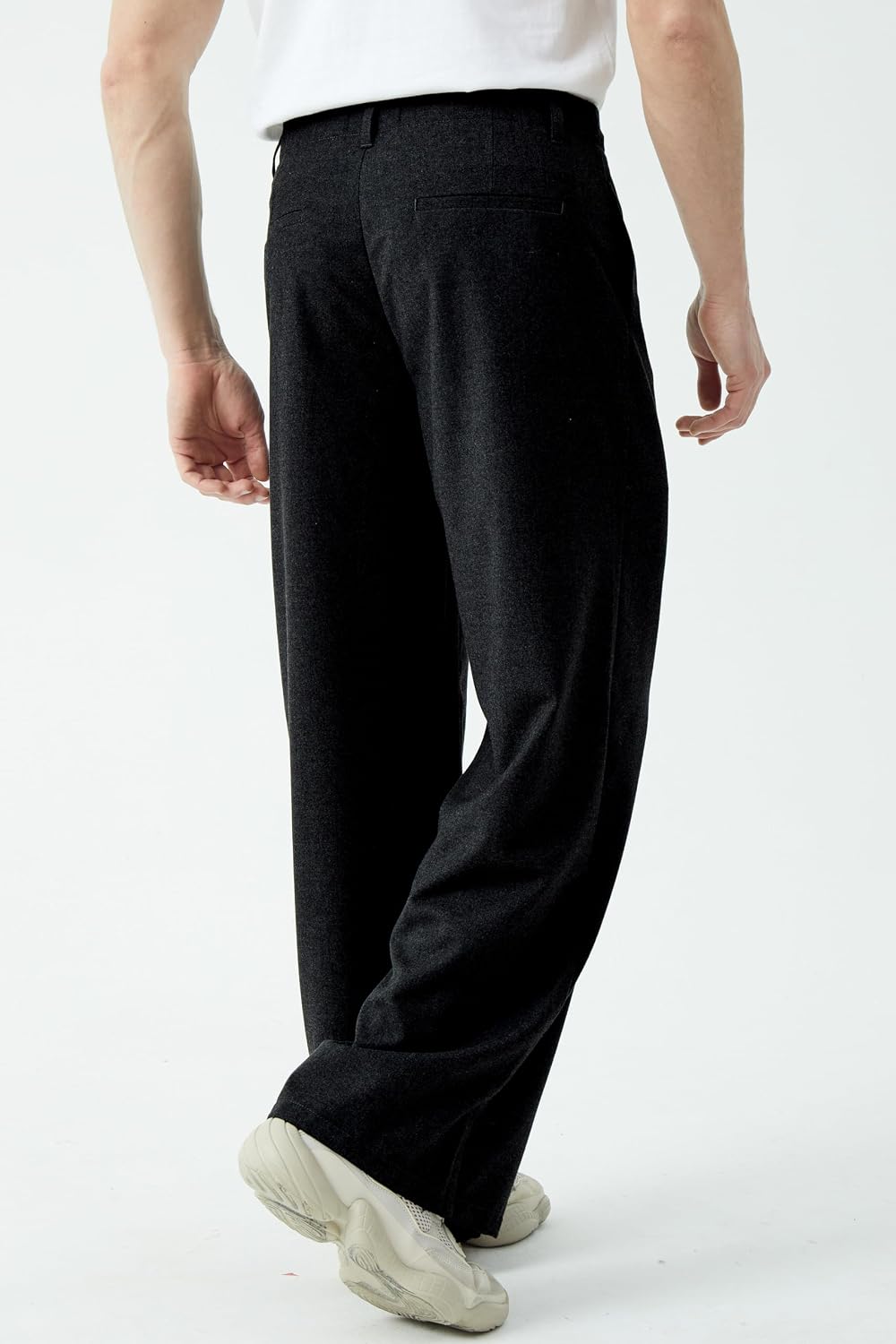TEGIAS Men's Wide Leg Dress Pants Baggy Trousers Business Casual Straight Fit Slacks with Pockets