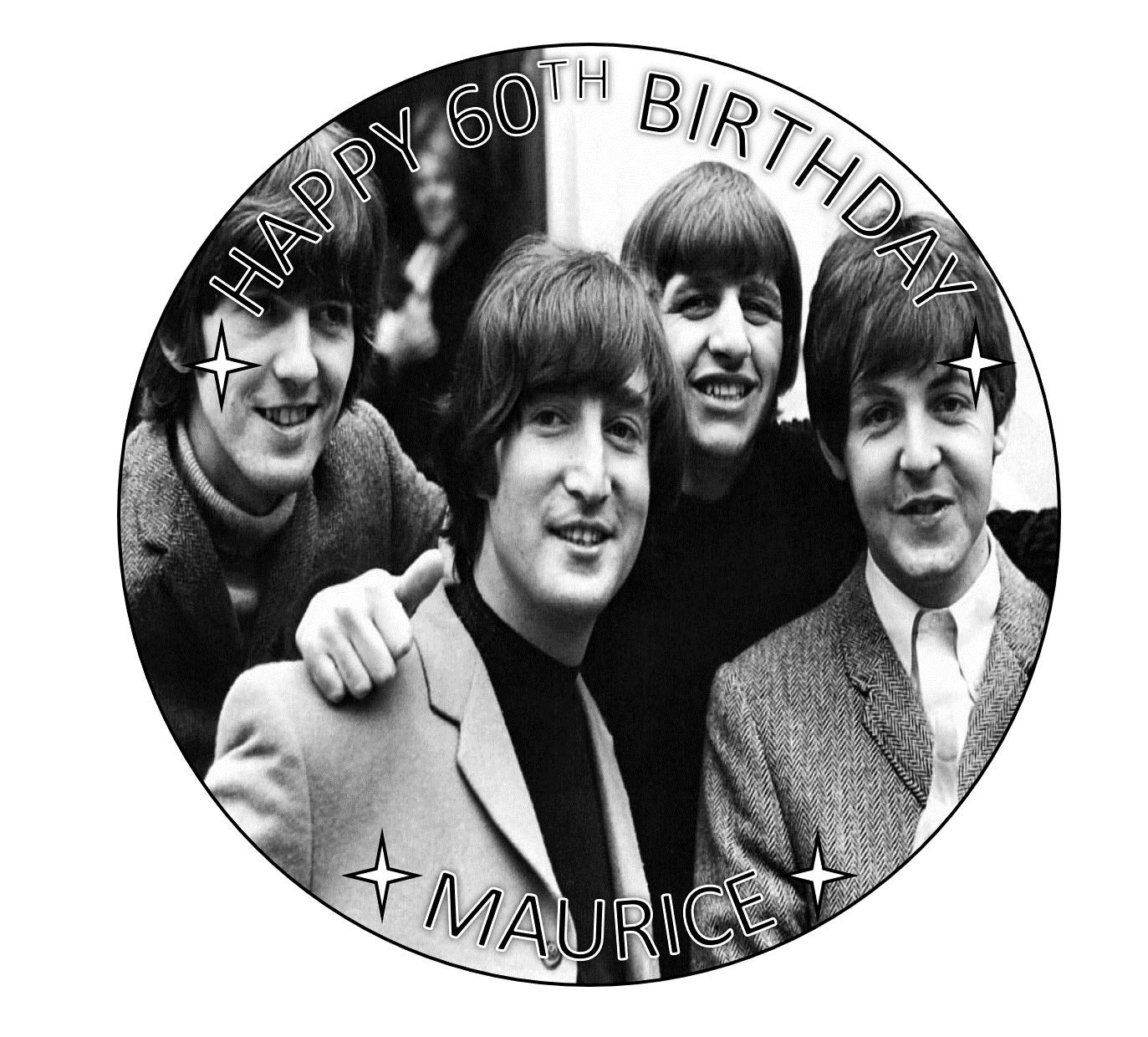 Beatles Cake Icing or Wafer Topper 7.5 inch Personalised (Icing)