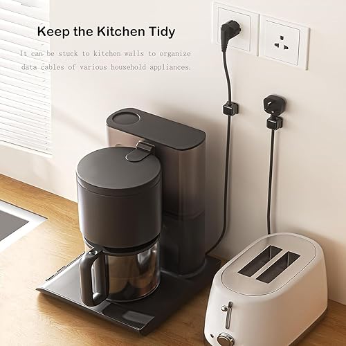 Miniatura 7 de Paquete de 10 organizadores de cables, soporte magnético para cables, clips de cable para escritorio, organizador de cables adhesivo para mesita de