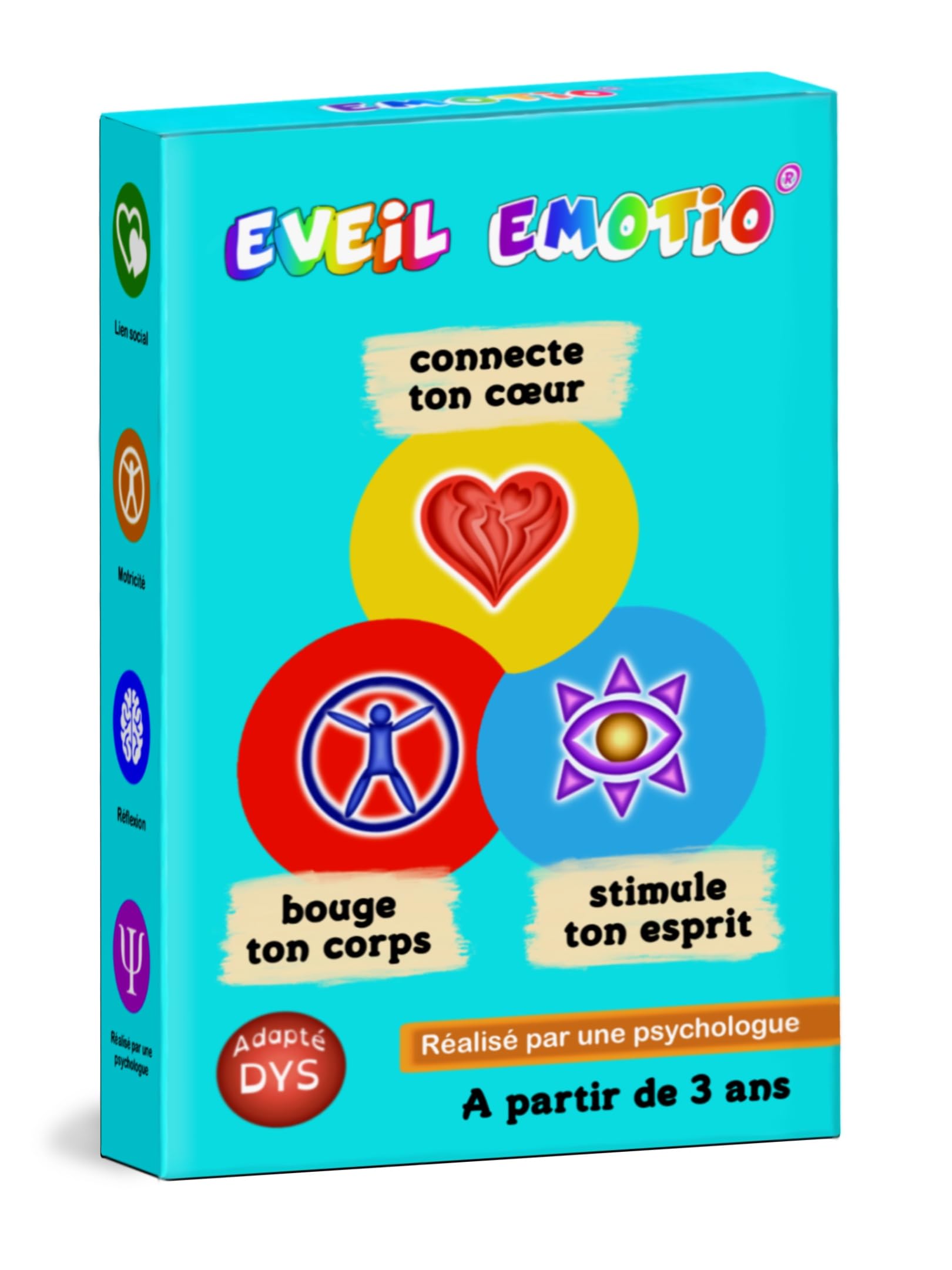 EVEIL Jeu de Cartes éducatif pour Le Coeur, Le Corps et l'esprit | Intelligence, Motricité, Emotions, Concentration, Mémoire | À partir de 3 Ans | Fabriqué en France