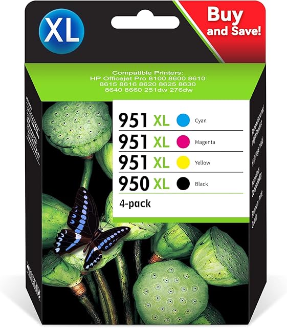 7Magic Remanufactured 950XL 9501XL Multipack Replacement for HP 950XL 951XL Combo Pack for HP Officejet Pro 8600 8610 8620 8100 8615 8625 8630 8640 8660 251dw 276dw (Black, Cyan, Magenta , Yellow)
