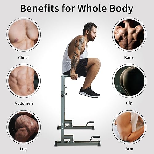 Miniatura 4 de Adjustable Height Dip Bar Station, Heavy Duty Dip Station Push Up Bar for Home Gym,Multi-function Dip Station Pull Up Bar Full Body Strength