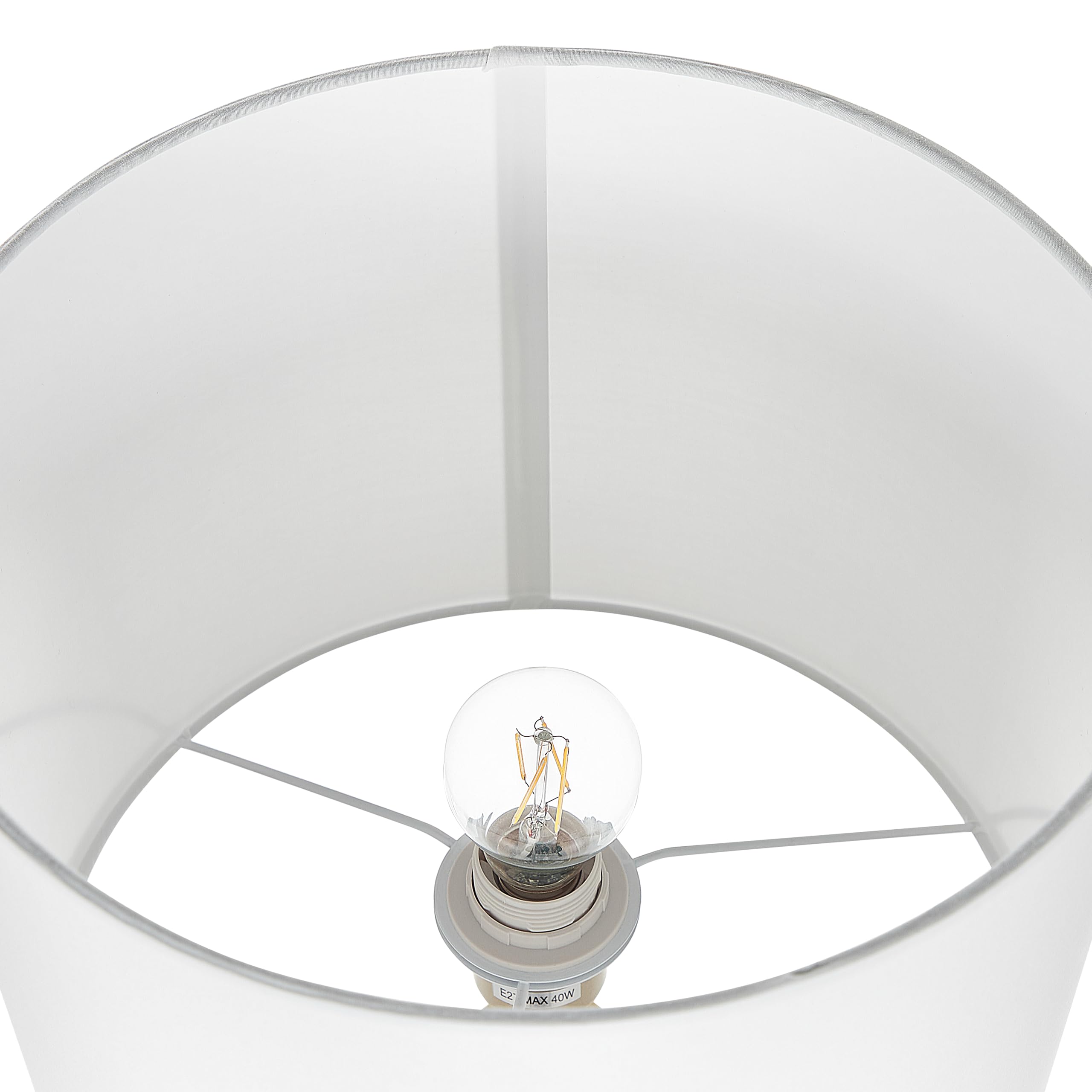 Beliani Moderne Tischlampe Vase-Optik Glassockel Stoff-Lampenschirm weiß/gold 63 cm Okari