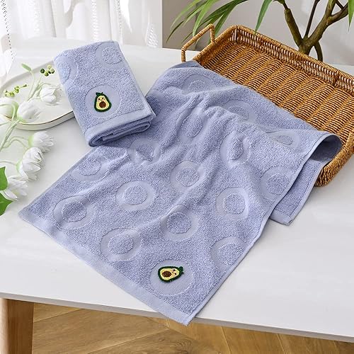 Miniatura 6 de YiLUOMO Juego de 2 toallas de mano 100% algodón, suaves, absorbentes, con bonito bordado de aguacate, toalla de mano decorativa para baño, 13 x 29