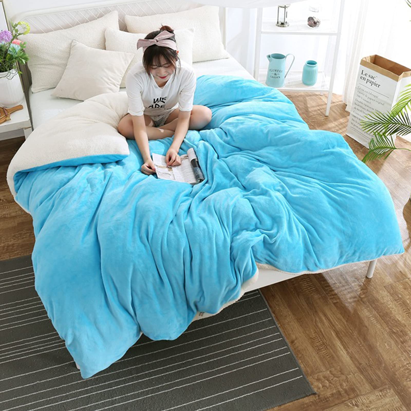 Couverture de couette respirante anti-froid en flanelle zippée