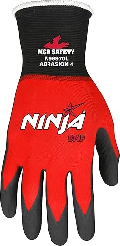 Miniatura 2 de MCR Safety Ninja BNF N96970XL - Guantes de trabajo, calibre 18, carcasa de nailon y elastano, con revestimiento de espuma de nitrilo transpirable