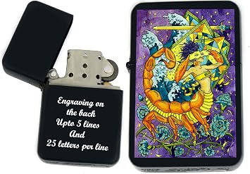 Custom Personalizied Zodiac Signs, Horoscope Symbols, Astrology Icons Collection s Infinity Black Matt Windproof Lighters! Scorpio 1 - Christmas, Halloween & Valentines Day Gift