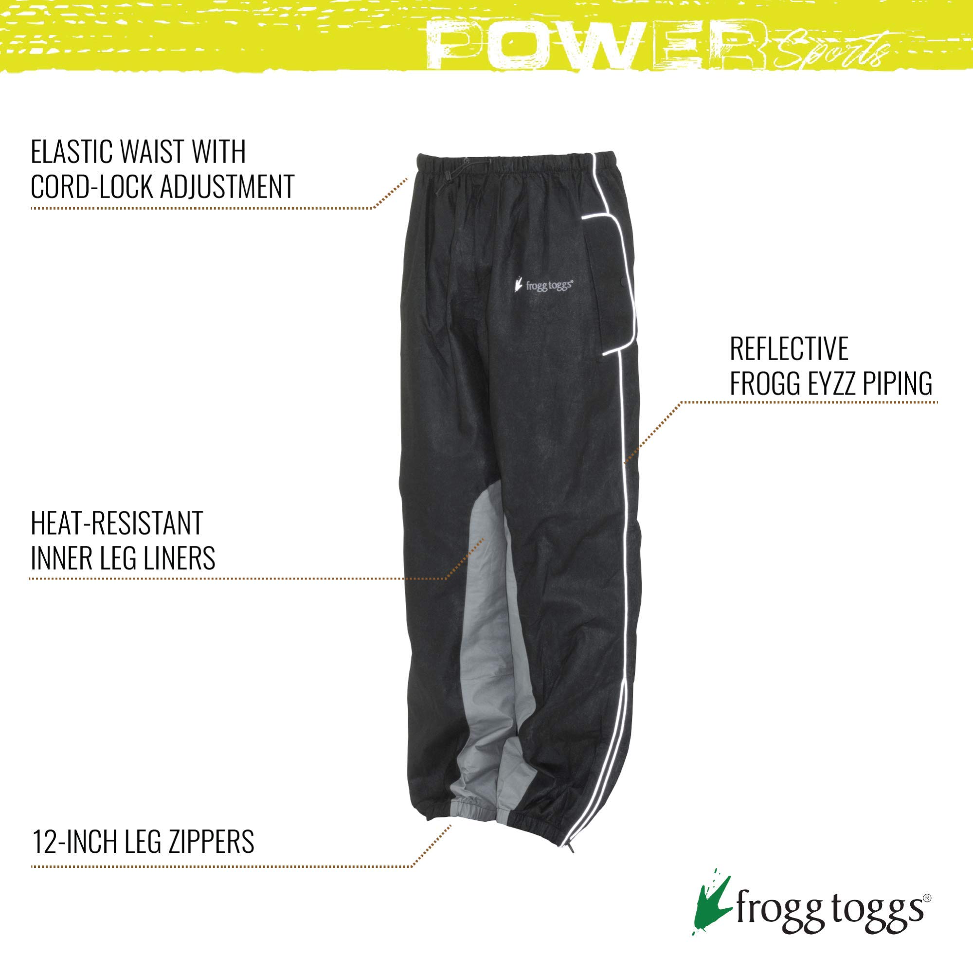 FROGG TOGGS Women's Road Toad Frogg Eyzz Reflective Waterproof Rain Pant, Black, X-Large