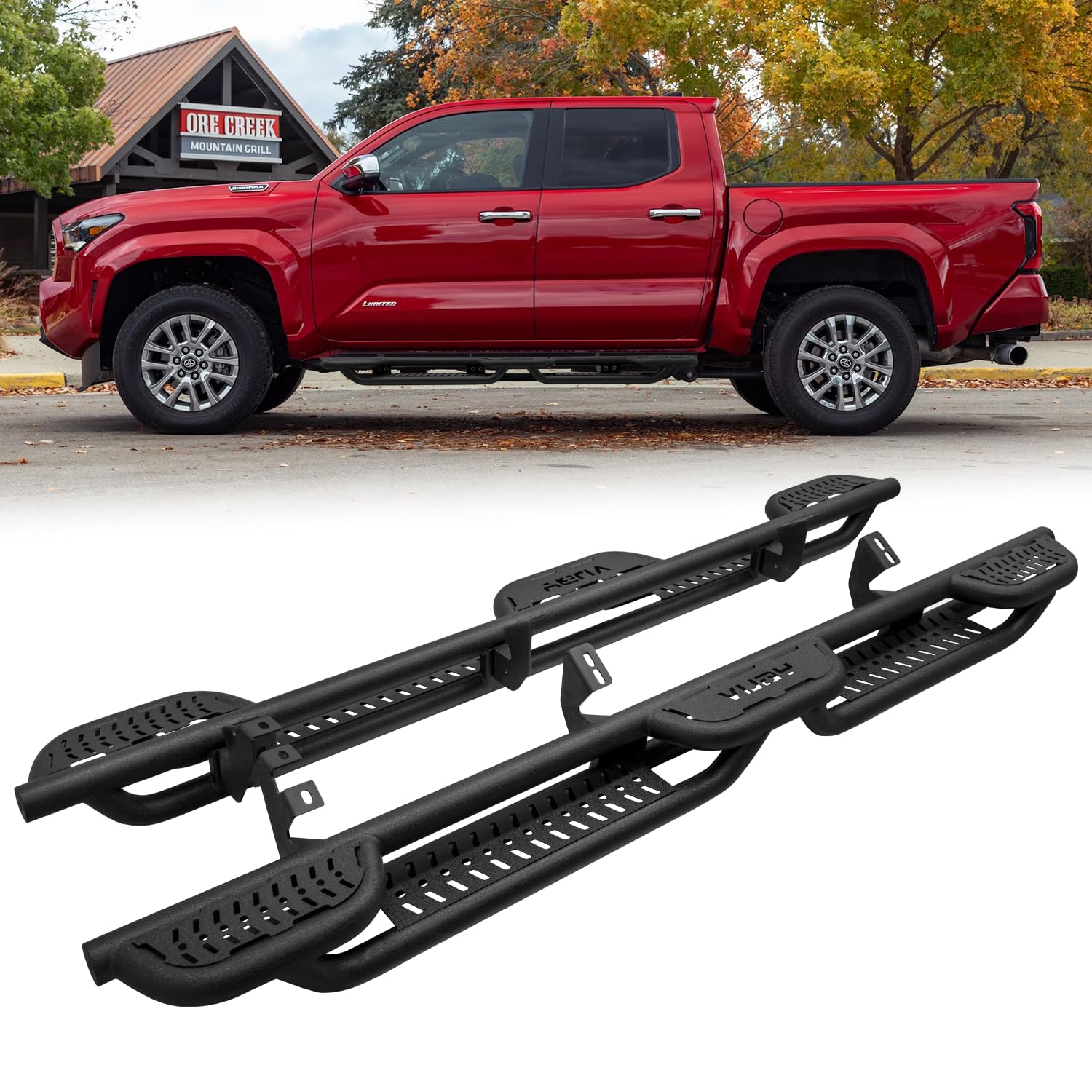 TIOYAR Drop Down Side Step Bars Running Boards Compatible with 2024 2025 Toyota Tacoma Double/Crew cab