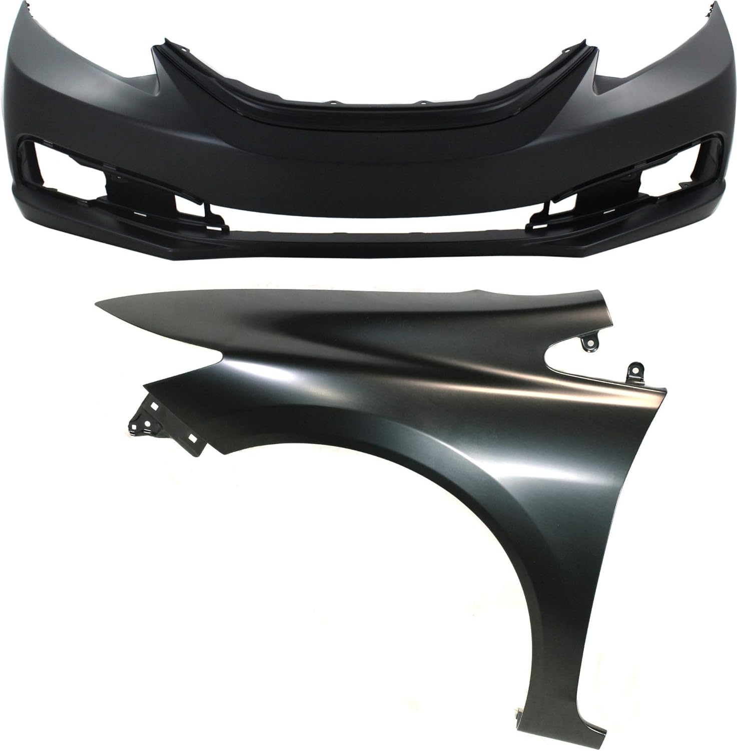Garage-Pro Bumper Cover Kit Compatible with 2013-2015 Honda Civic Primed with Fog Light Holes with Fender, Sedan Front