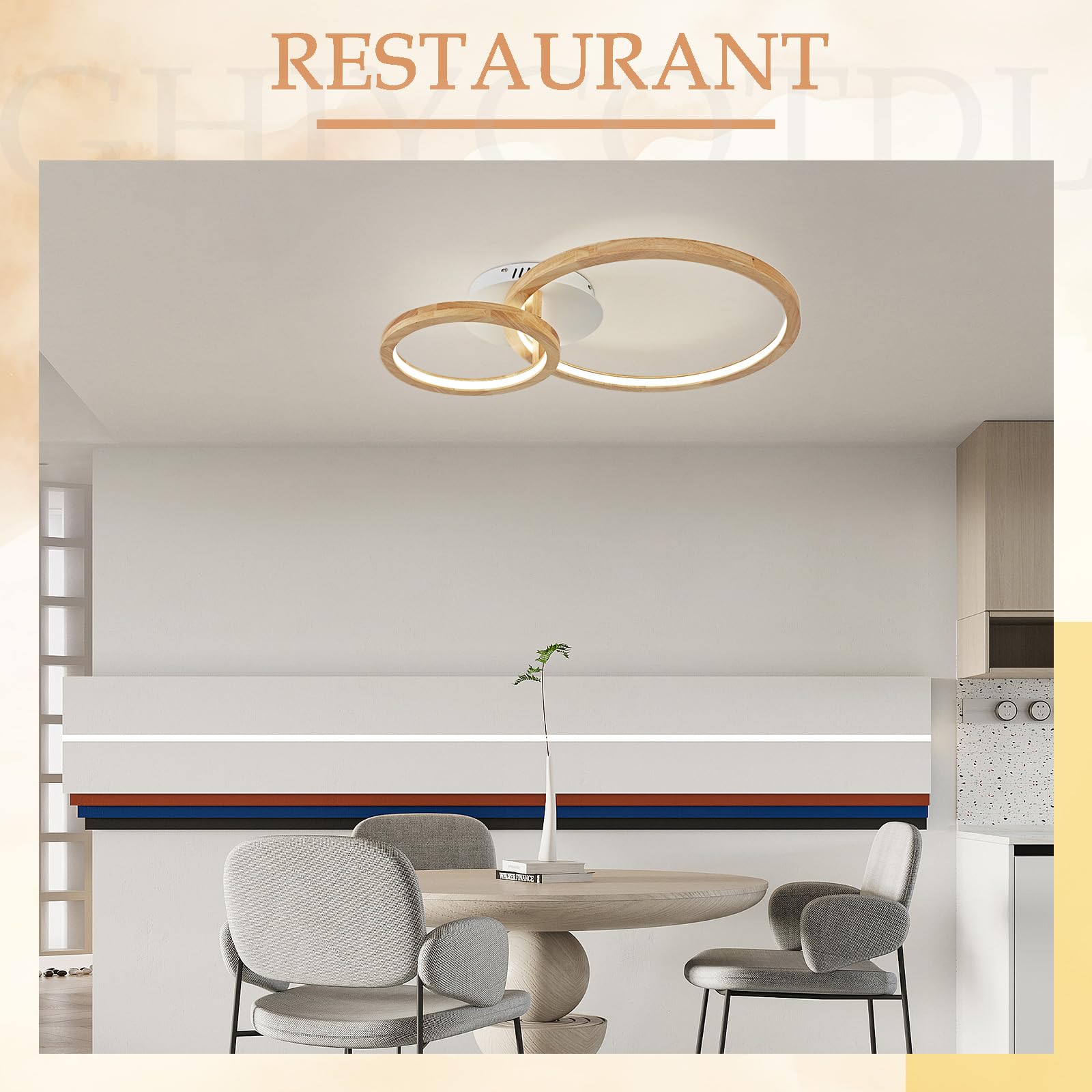 Lámpara de techo de madera, 24 W, regulable, 3000 – 6000 K, para dormitorio, salón, cocina, comedor, pasillo, casa, oficina, niño, diámetro de 40 cm | Araña de madera,Para habitación,Salón,Cocina,Comedor,Pasillo,Casa,Oficina,