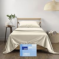 Vista 47 de THREAD SPREAD 100% Sábanas de algodón tamaño Queen - Juego de 4 piezas, 400 hilos, solo sábanas Queen de algodón, suaves, transpirables