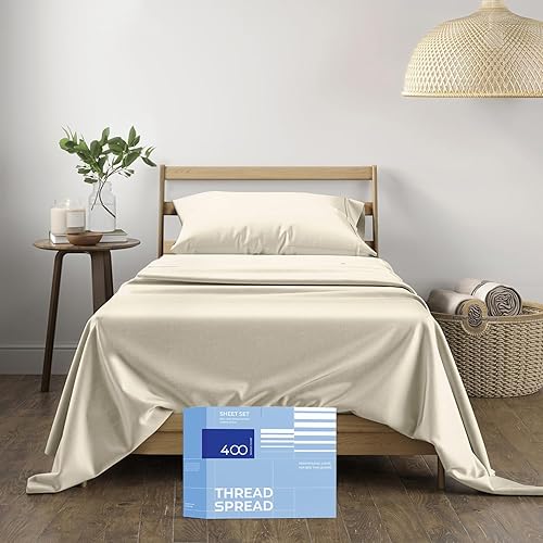 Miniatura 8 de Juego de sábanas 100% algodón tamaño California King, juego de 4 piezas, sábanas de lujo para hotel, bolsillos profundos, ajuste fácil, transpirable