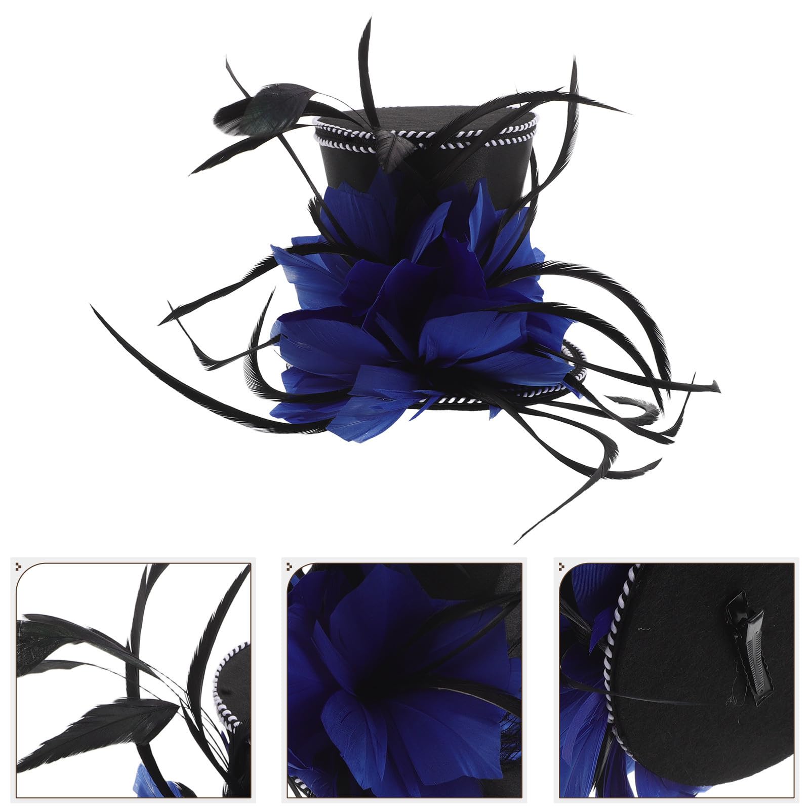 Healvian 3 Pezzi Cappello da Festa Piccolo Clip, Accessorio Femminile | Pvc e Piume, Stile Unico e Leggero, per Tea Party e Carnevali, Facile da Sistemare