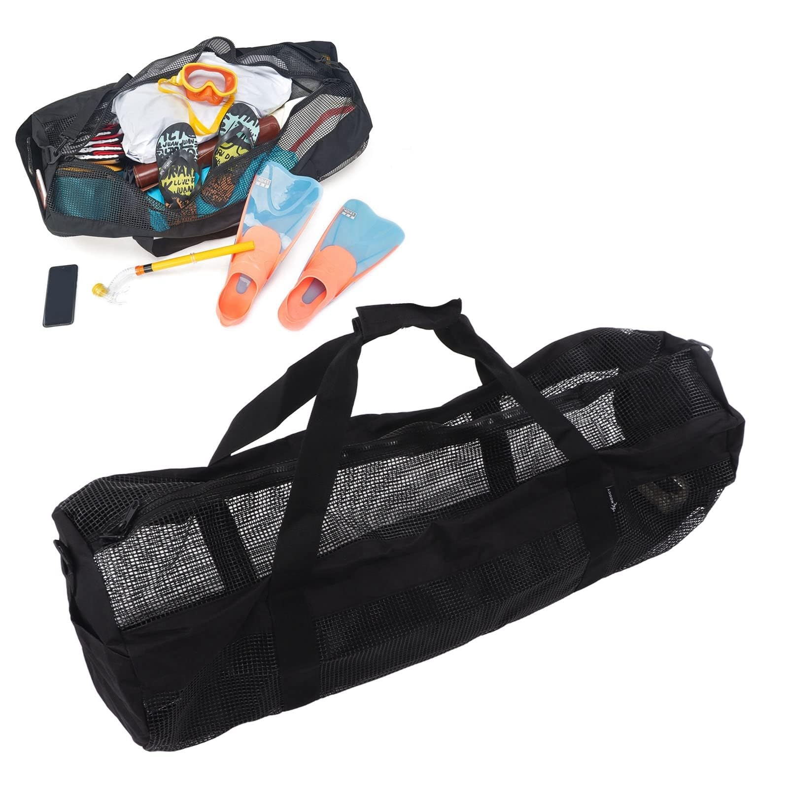HERCHR Bolsa de Engranaje de Malla para Equipos de Snorkel, Equipos de Snorkel Extra Grandes transportando Bolsas de Transporte de Redes de Buceo.