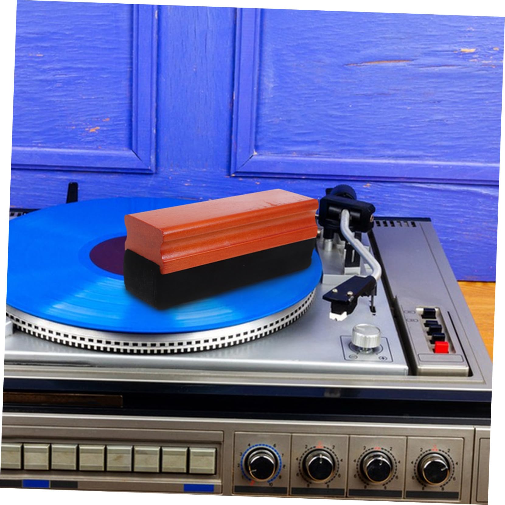 Cepillo para Discos de Vinilo Esponja y Madera, Fácil de Usar y Evita Vuelcos, Adecuado para Limpieza de Álbumes y Fonógrafos Vintage