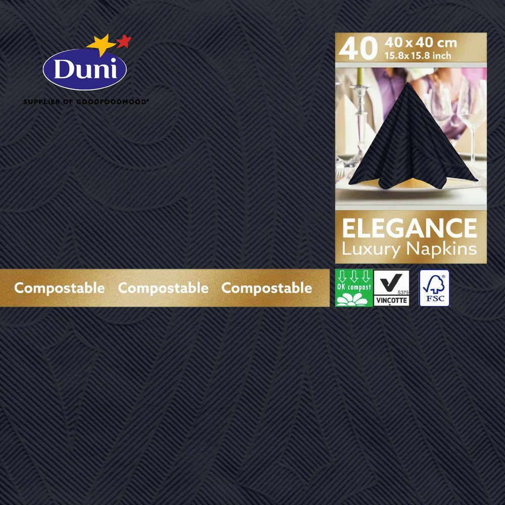 Duni 168438 Elegance - Tovaglioli da tavola grandi, 40 x 40 cm, confezione da 240 pezzi, colore: Nero