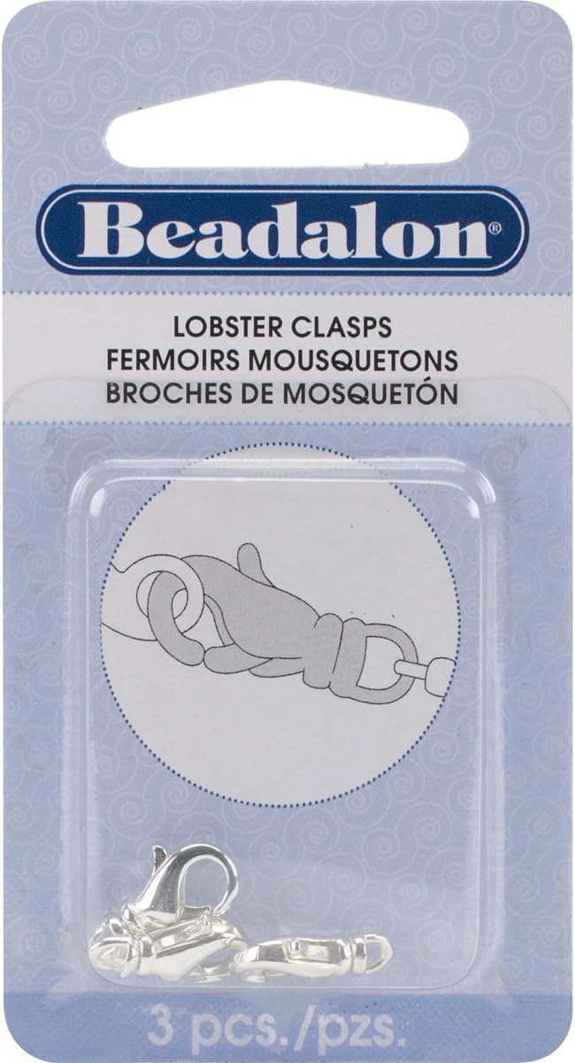 CleverDelights 100-Pack Lobster Clasps - 16x8mm Platinum Silver Jewelry Findings