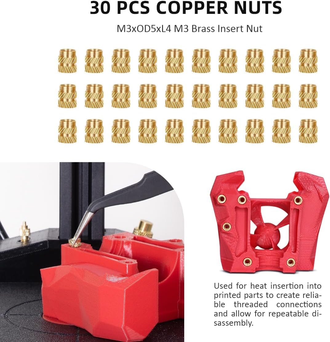 Nutopress Pro Machine de pressage verticale avec fer à souder 90 W, pointes M2-M8, 30 écrous en laiton filetés pour pièce imprimée 3D