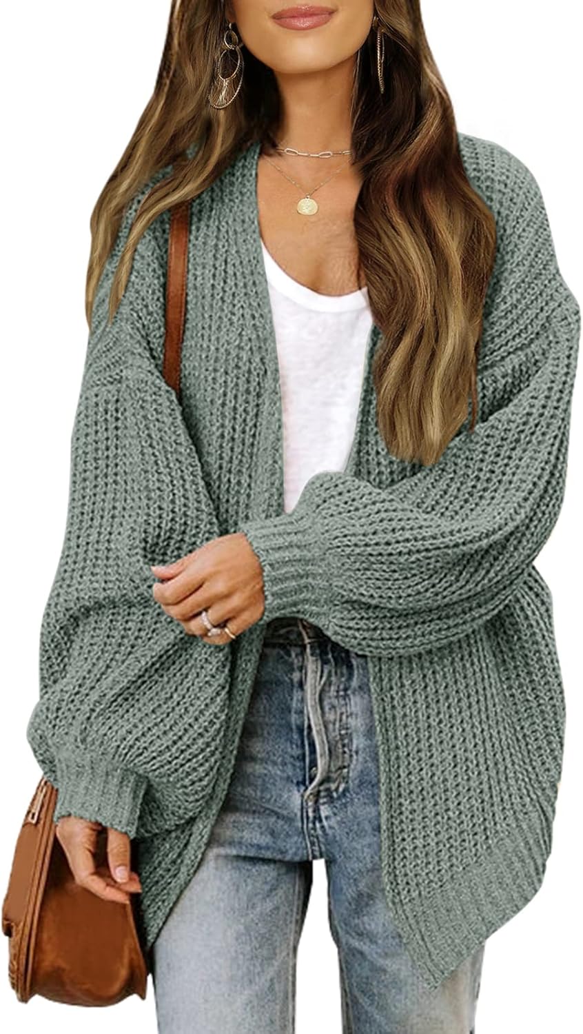 MEROKEETY Women’s 2024 Fall Open Front Long Lantern Sleeve Cardigan Oversized Chunky Outwear with Pocket MEROKEETY Women’s 2024 Fall Open Front Long Lantern Sleeve Cardigan Oversized Chunky Outwear with Pocket