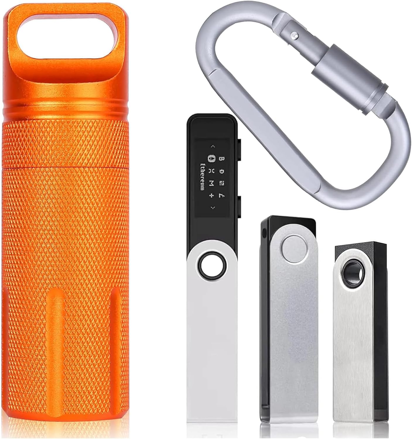 Aenllosi Do Ledger Nano X, Ledger Nano S Plus i Ledger Nano S Crypto Hardware Wallet Case - Stop aluminium, ognioodporne i wodoodporne, tylko etui, pomarańczowy, S, ledger nano x/s plus/s portfel etui
