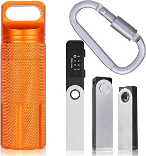 pour Ledger Nano X, Nano S Plus, Nano S Étui - Portefeuille Crypto Matériel en Alliage d'Aluminium, Ignifuge et Étanche (Orange, Boîtier Uniquement)