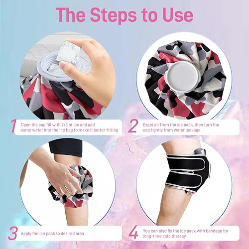 Miniatura 5 de Bolsa de hielo reutilizable para lesiones, bolsa de hielo para lesiones, bolsa de agua caliente para terapia de calor y frío, bolsa de hielo sin