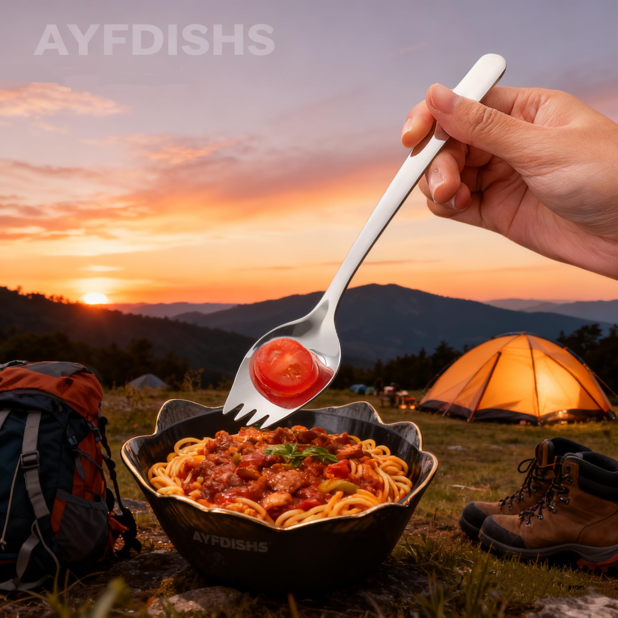 YFWOOD Sporks, 4-pack 18/10 Stainless Steel Sporks Silver — Amazon image 3