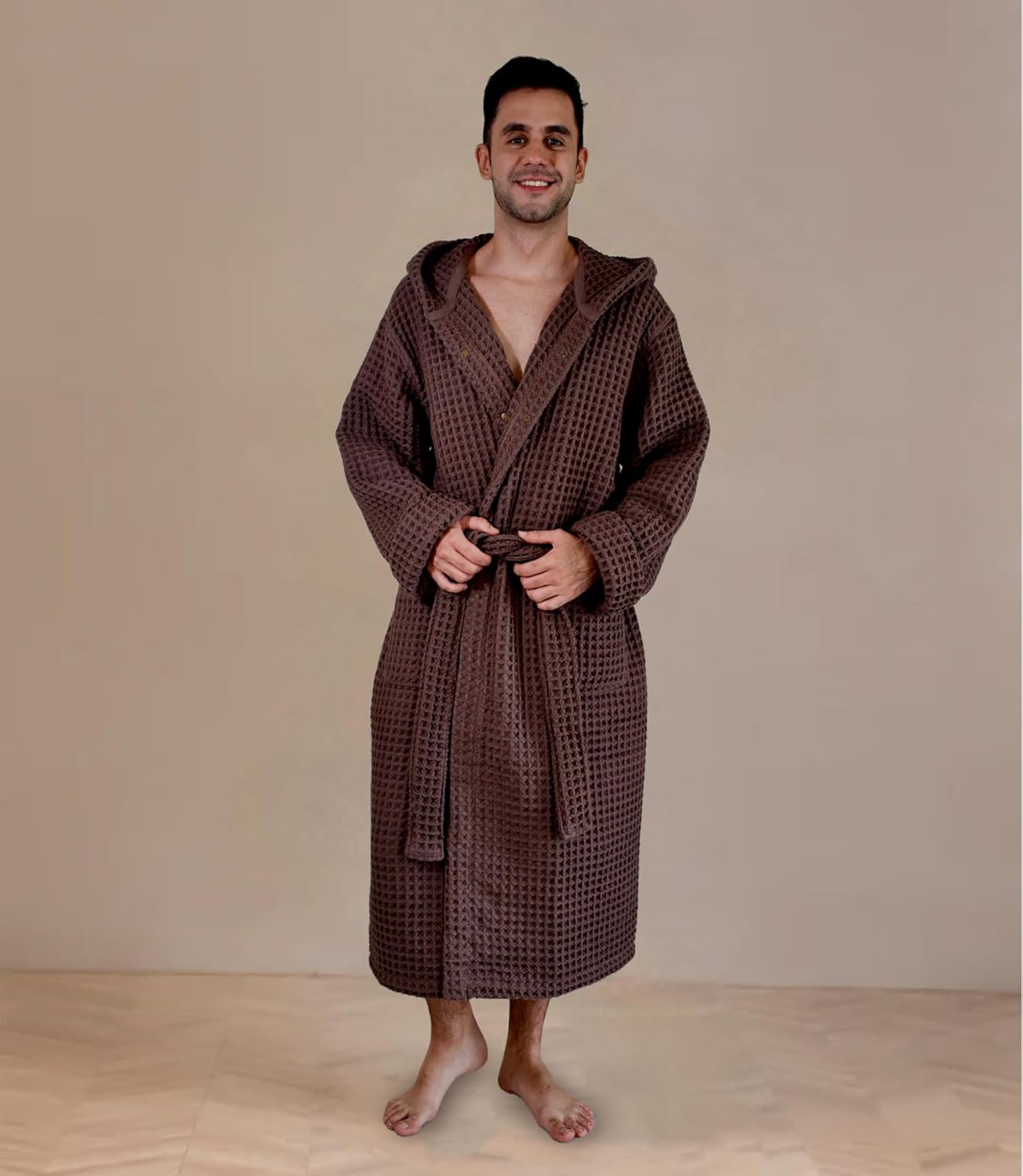 Luxury Organic Japanese Cotton Hotel & Spa Waffle Bathrobe for Men and Women (Hooded/Kimono) - Image 10