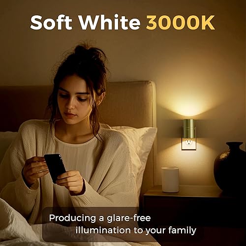 Miniatura 7 de L LOHAS LED Luz nocturna, luces nocturnas automáticas enchufables a la pared, paquete de 2 luces nocturnas con sensor de luz, 3000 K blanco suave