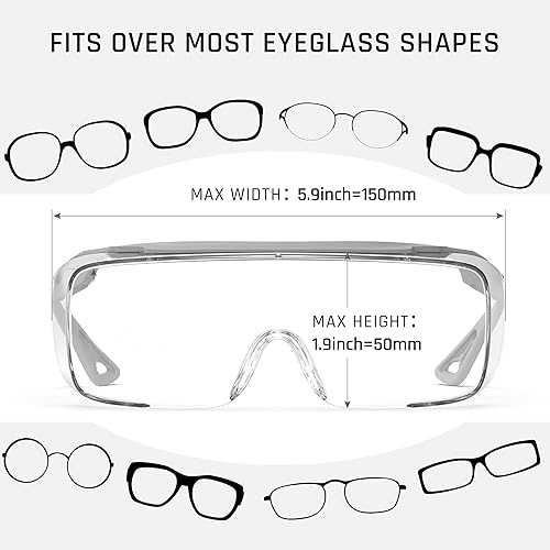 Miniatura 4 de MORK&SUKY Gafas de seguridad sobre anteojos, gafas de seguridad para laboratorio, trabajo de enfermería, carpintería, protección ocular para hombres
