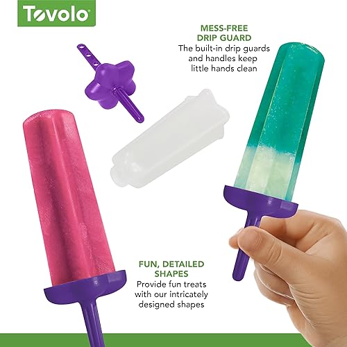 Vista 14 de Tovolo Moldes de paletas con palitos (paquete de 6, Star Pop), moldes y palos reutilizables para paletas de hielo caseras y aperitivos congelados