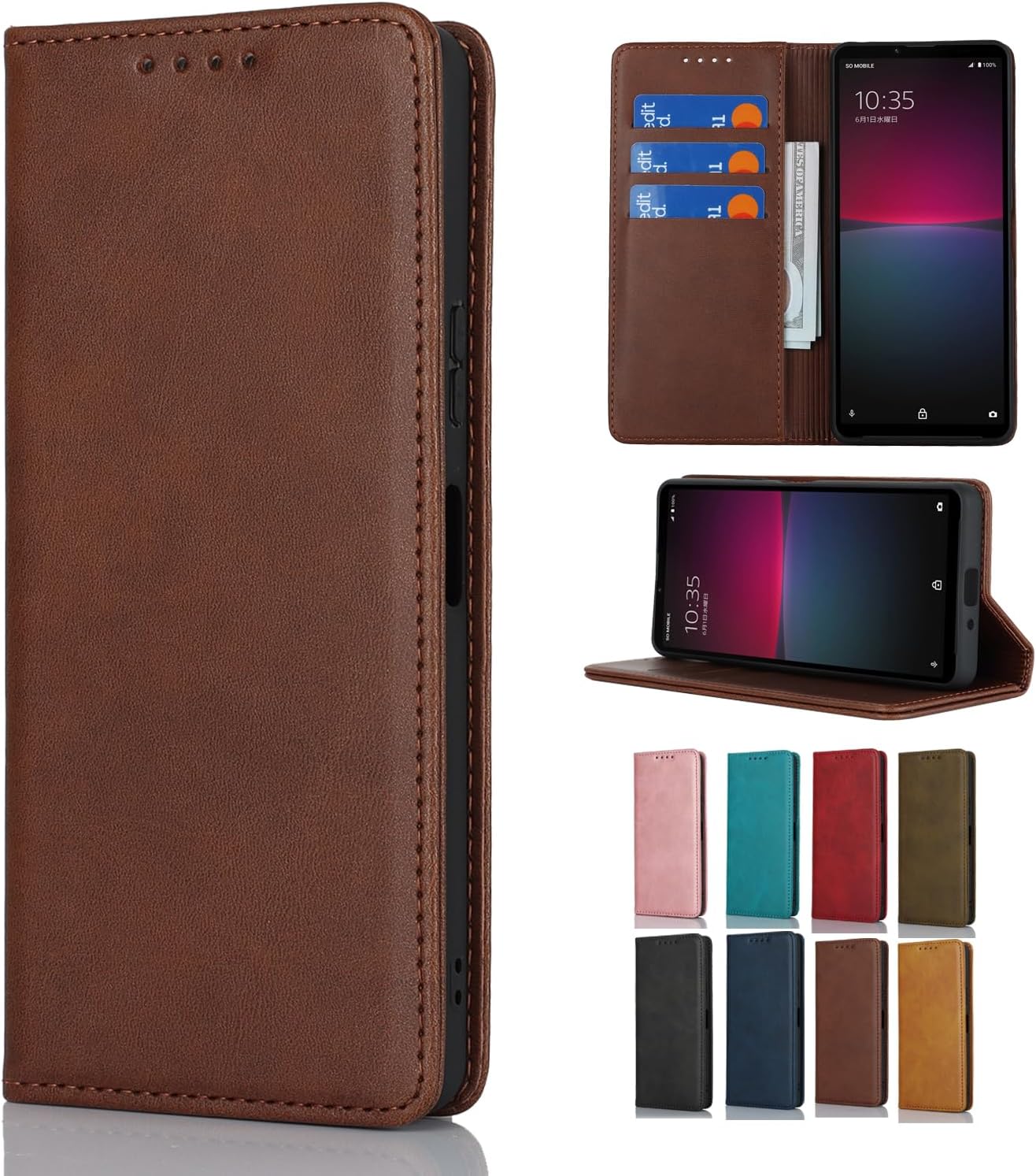 Cavor Xperia 1 IV SO-51C SOG06 A201SO Case, Pocketbook Type Xperia 1 IV Cover, Wallet Type Xperia 1 IV Mobile Phone Cover, Xperia 1 IV Smartphone Case, Stand Function, SOG06 Smartphone Case, Calm