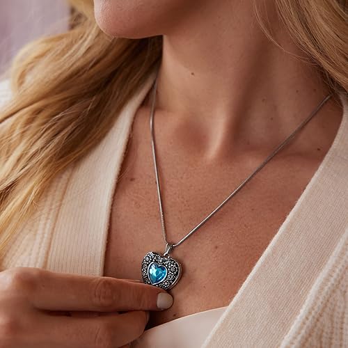 Miniatura 2 de Fanery Sue Locket Necklace for Women, Silver Lockets Heart Locket Sunflower Rose Necklaces Custom Picture Pendant Jewerly Memorial Mothers Day Gifts