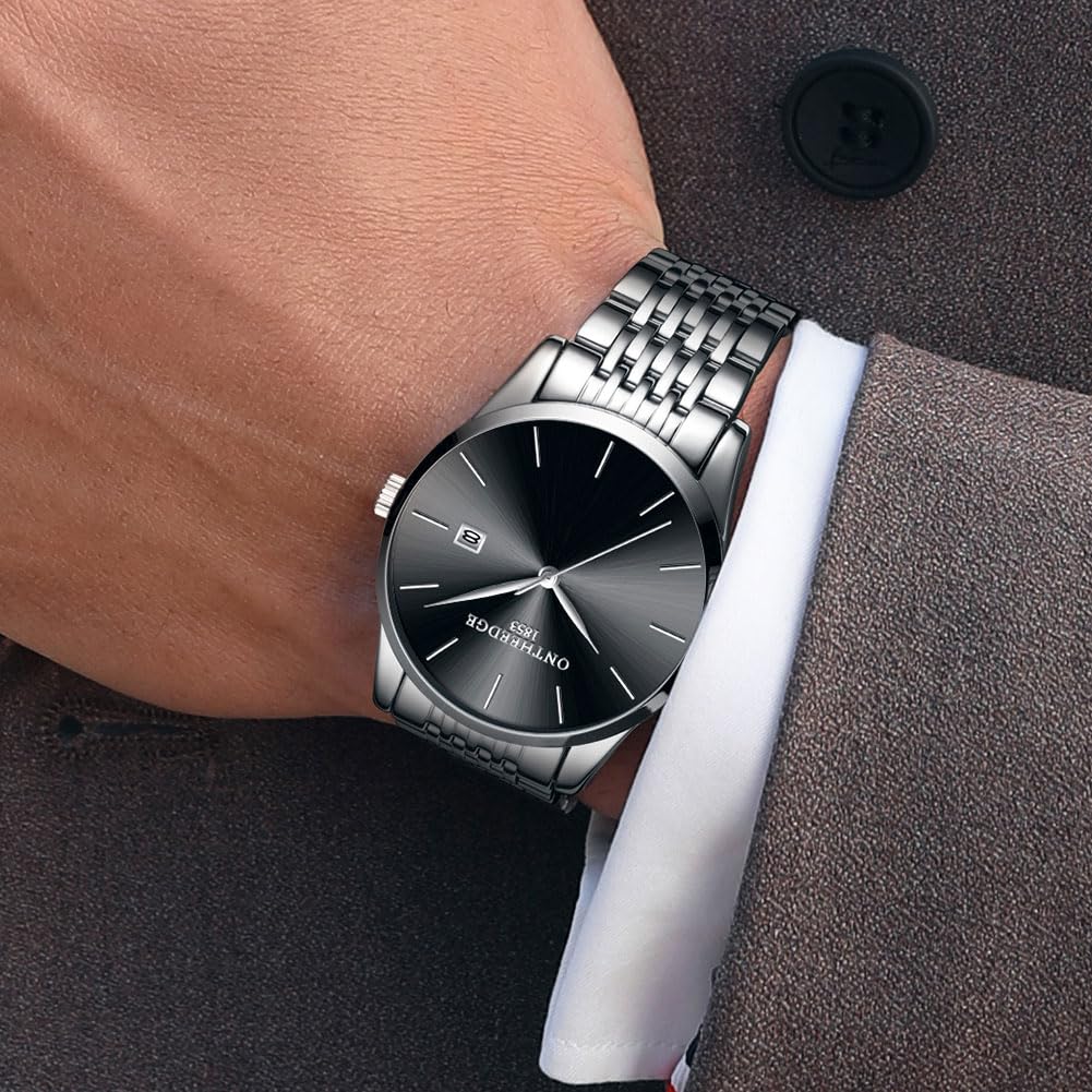 Raitown Orologio da Uomo Impermeabile Ultra Sottile Classic Orologi al Quarzo Cinturino Opzionale in Acciaio o in Pelle Quadrante Blu Nero