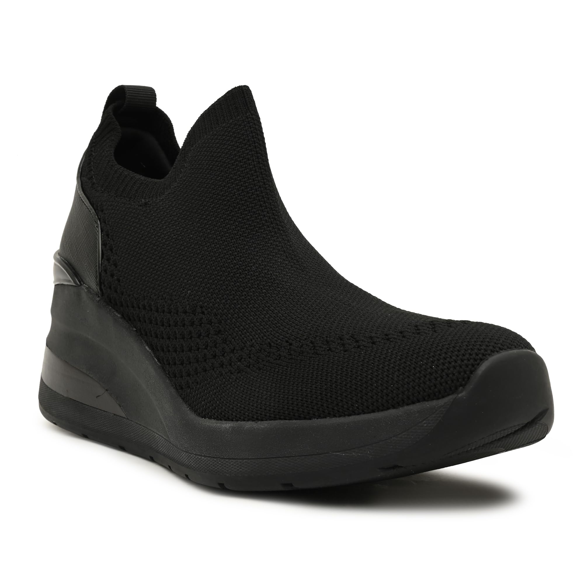 SEVANA-IN006 Ladies Black Overflow Wedge Sneakers-image-34