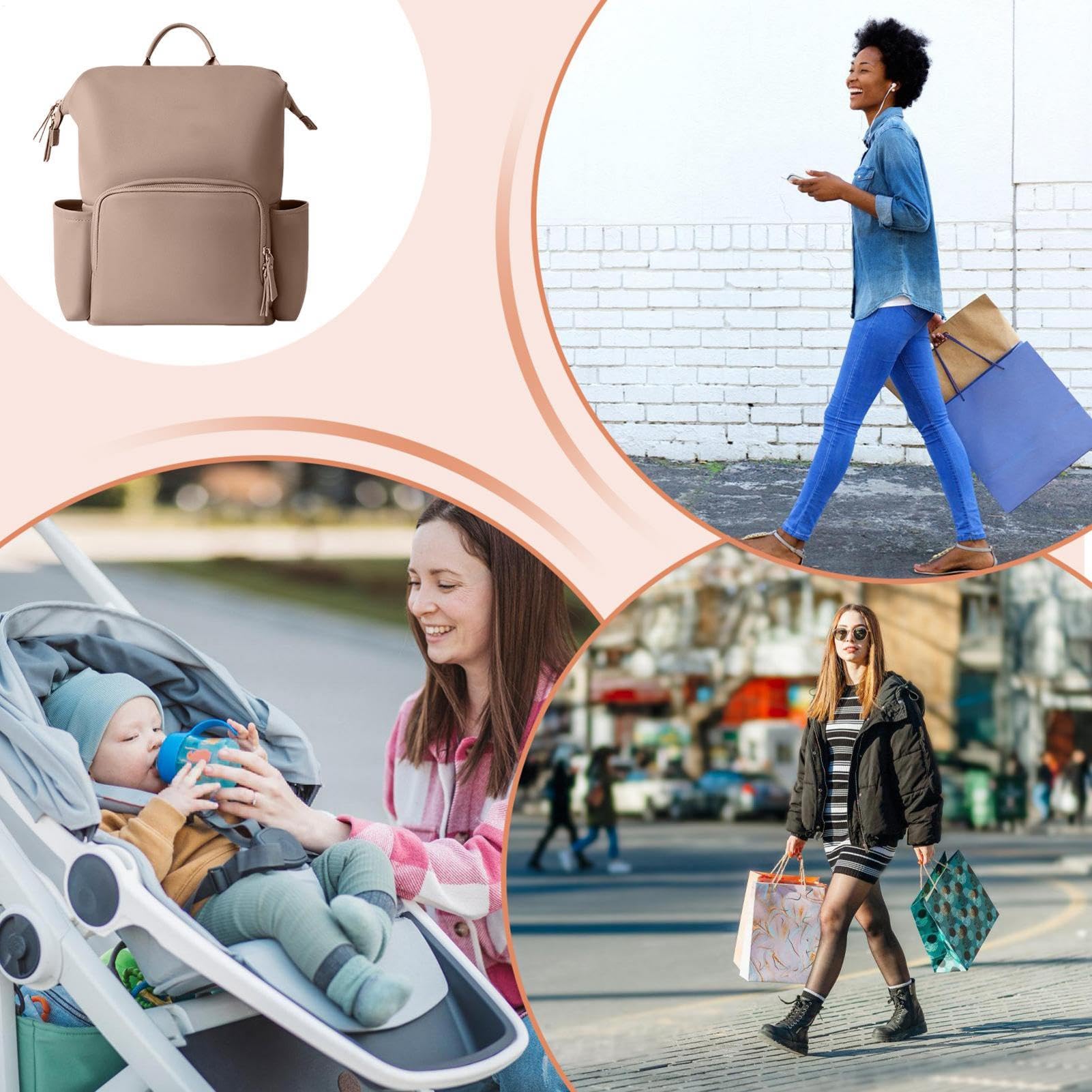Leder-Rucksack, Leder-Rucksack für Frauen Babybag mit großer Kapazität | Wasserbeständiges PU Leder Rucksack große Kapazität Taschen für die Fahrt im Freien