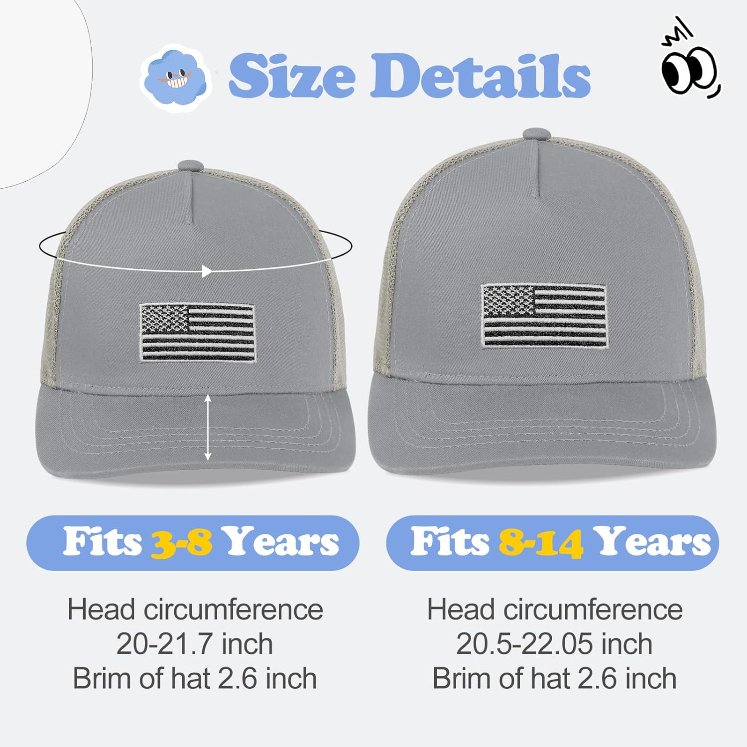 Boys American Flag Trucker Hat - Adjustable Snapback Baseball Cap for Kids - Breathable Mesh Back (3-14 Years) - Image 2