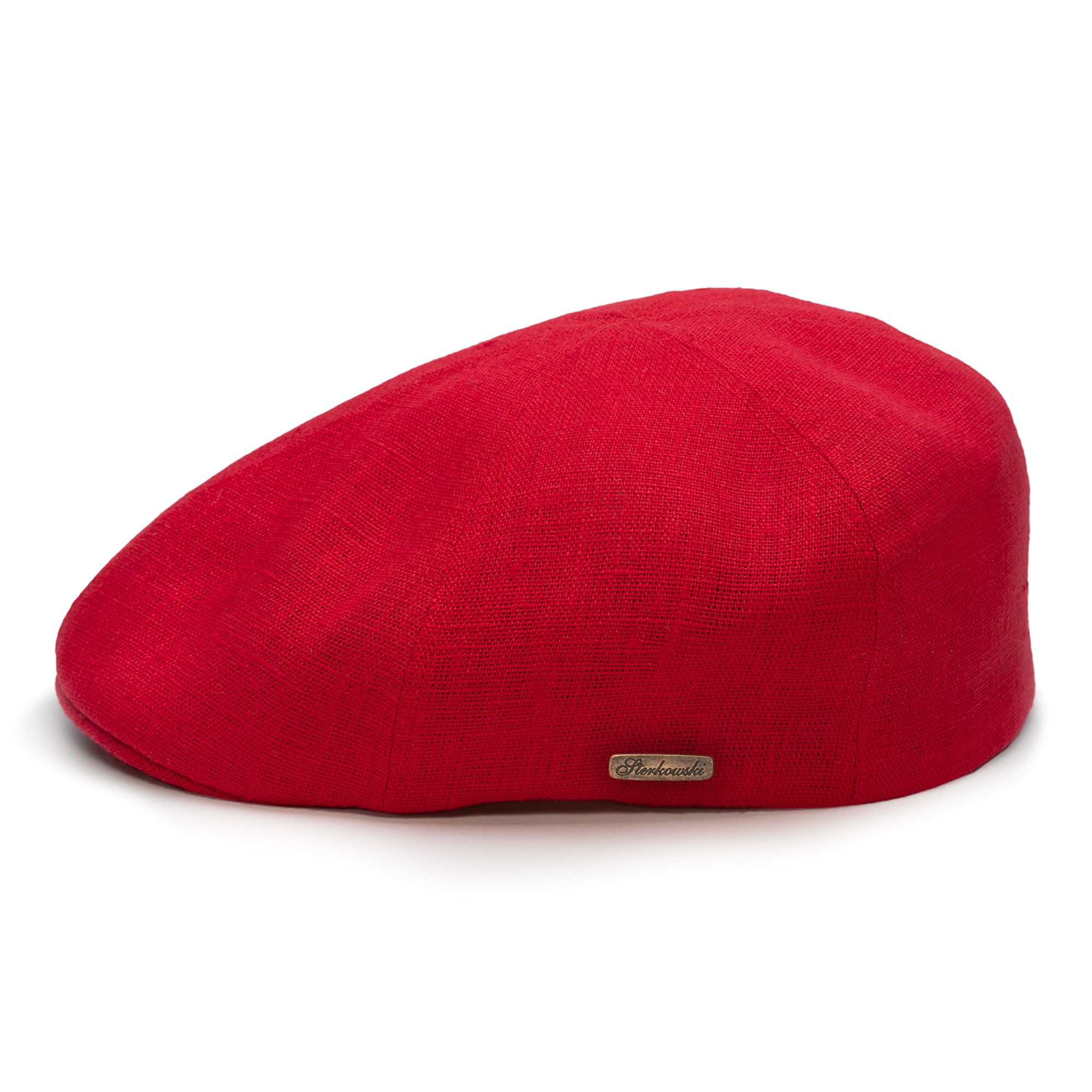Sterkowski Rusty | 100% Linen Flat Cap for Men and Women | Newsboy Driving Gatsby Ivy Irish Scally Cabbie Peaky Scully Paperboy Summer Duckbill 6 Panel Cabby Newspaper Cab Driver Red 57 cm