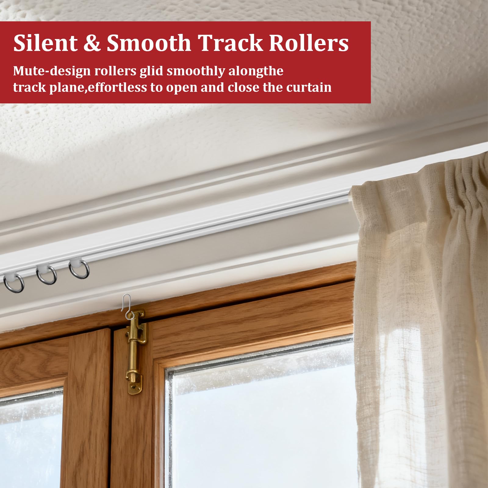 Binario Tenda Soffitto Autoadesivo, 9 * 33cm/300cm Soffitto Tenda Track Kit, Monte Soft Finestre Binario per Divisore per Stanze, Camper, Tende da Doccia, Camere da Letto e Finestre