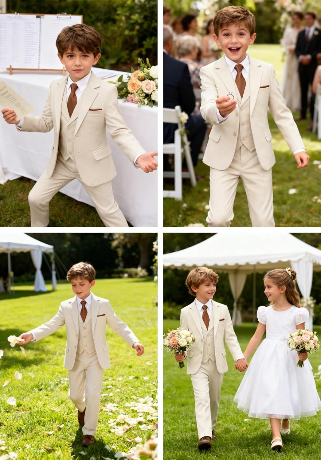 Toddler Tuxedo Suit for Boys Dress Clothes Wedding Outfit 5 Piece Slim Fit Suit for Kids Formal Dresswear Set - Image 6