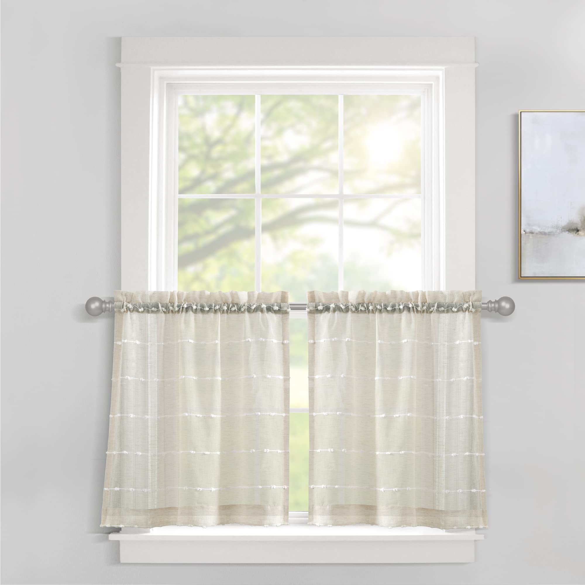 Rideaux de cuisine transparents beige rustique pour sublimer la lumière