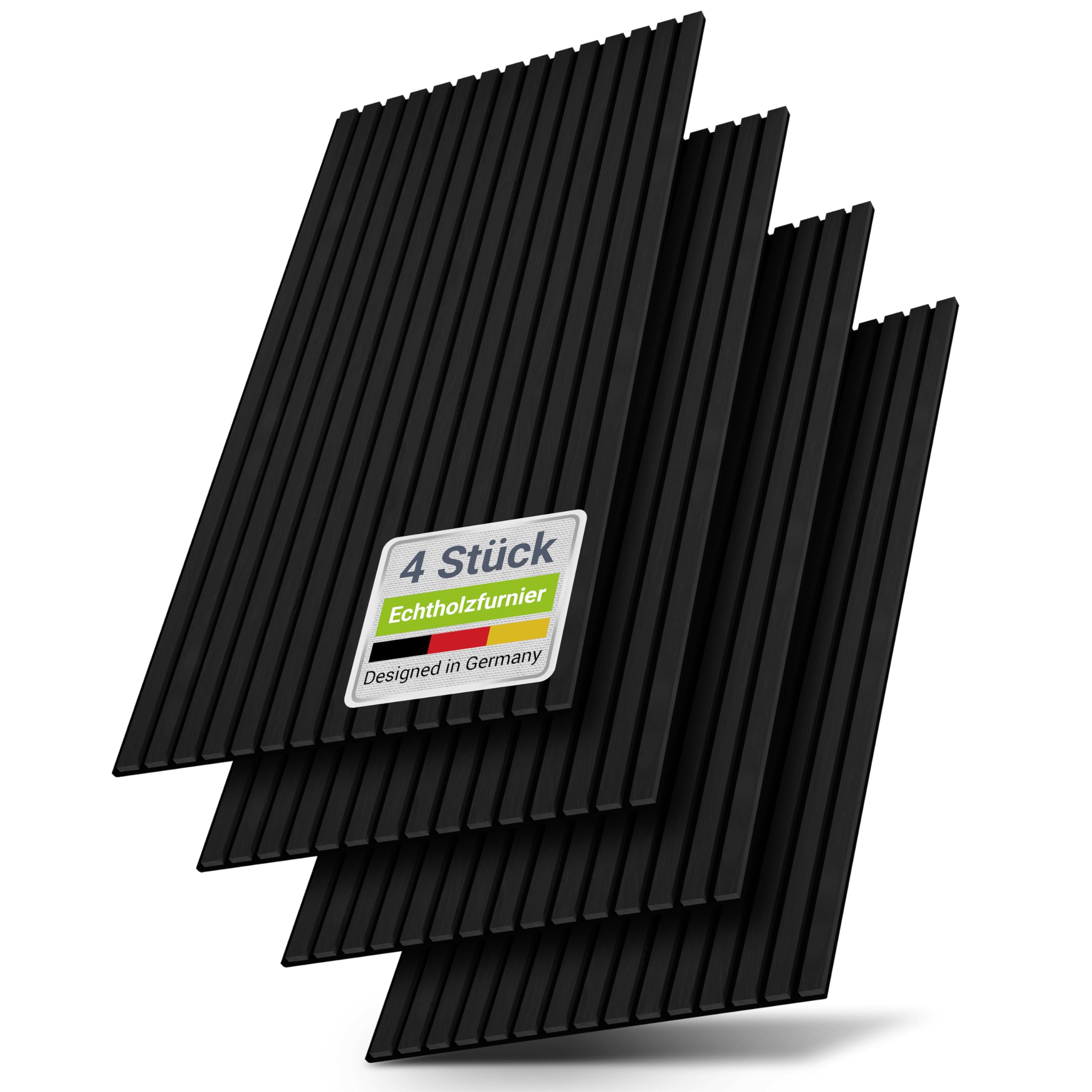 Juskys Wandpaneele Akustik 4er Set, 2,88 qm, 120x60 cm, Schwarz