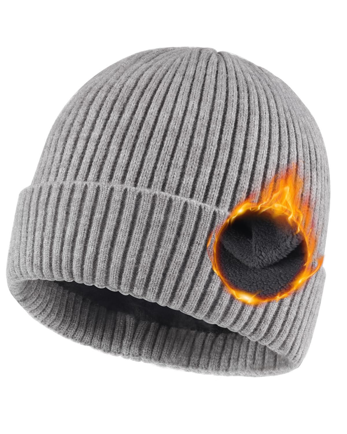 Zylioo Plus Size Fleece Lined Beanie Hat, 2XL/XL/L Winter Silk Knit Hat,M/S Warm Satin Lined Snow Hats for Women Men